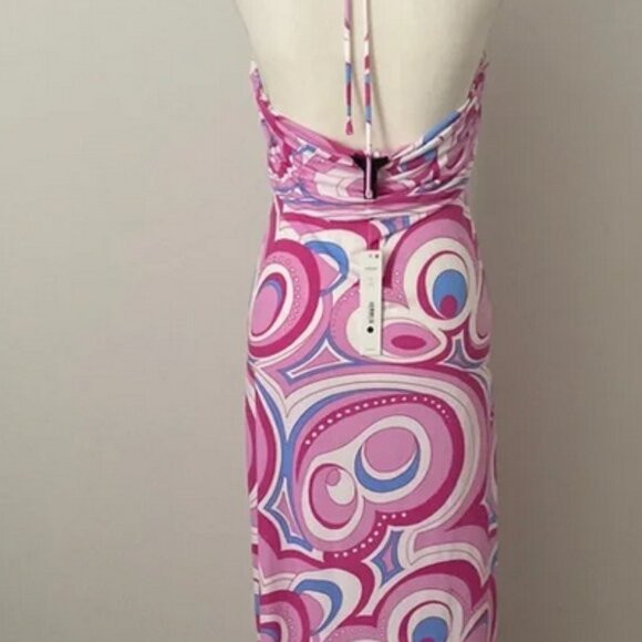 Aqua Swim Halter Pink Swirl Printed Swim-dress - Picture 2 of 4